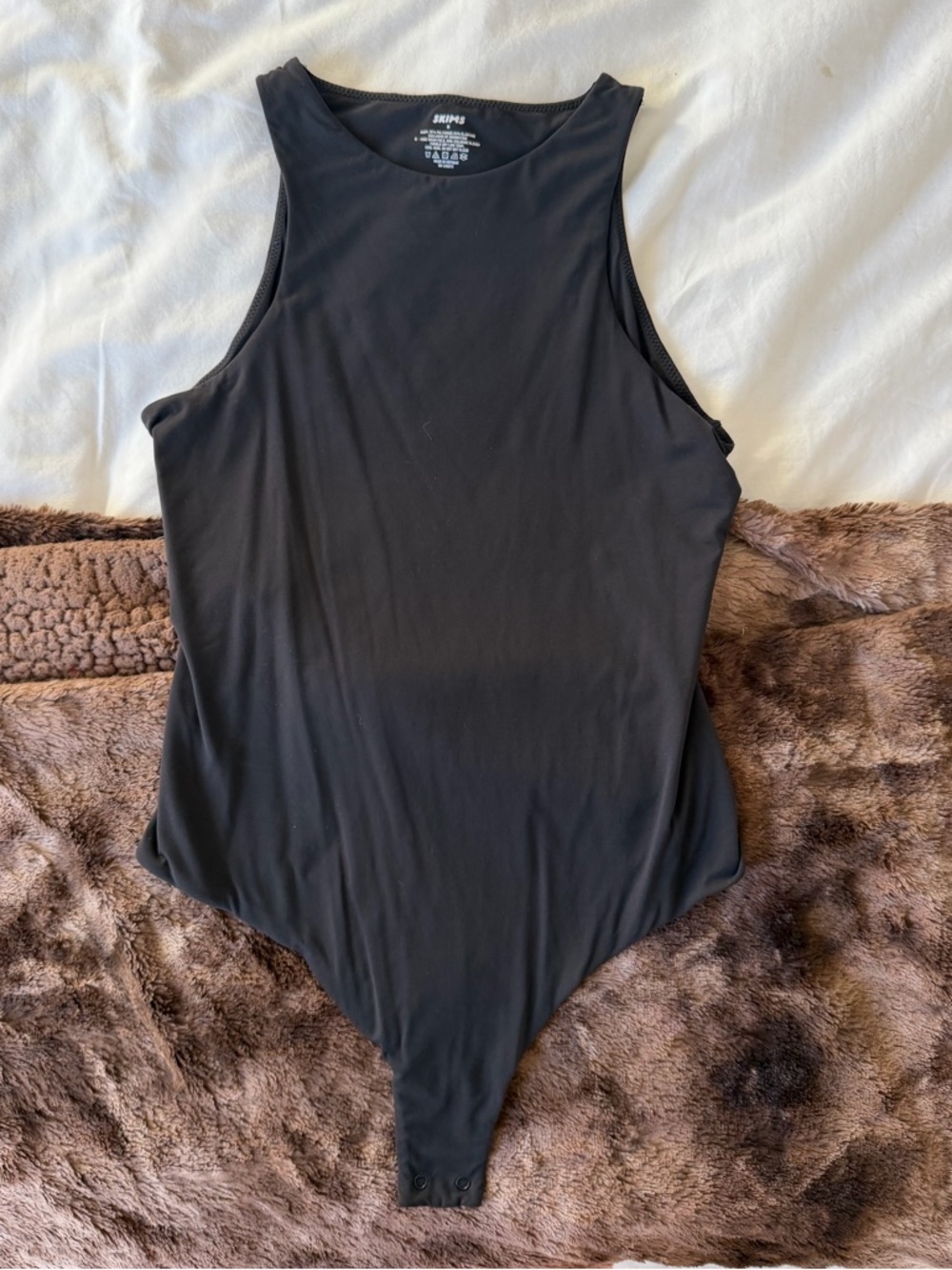 SKIMS Black Sleeveless High-Neck Bodysuit